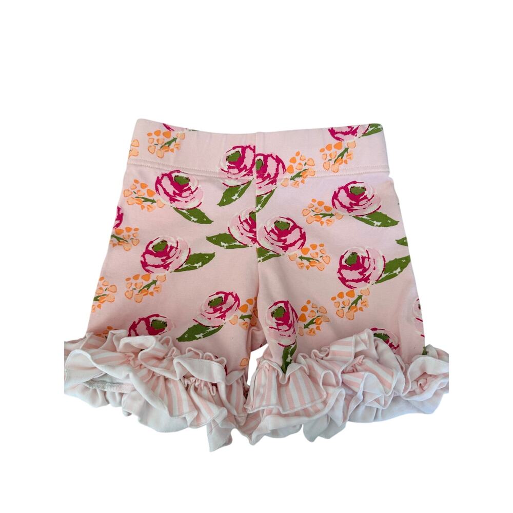 SweetHoney Girls Ruffled Rose Print Shortie Shorts